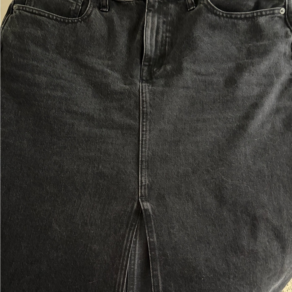 Madewell Black Denim Skirt with Front Slit